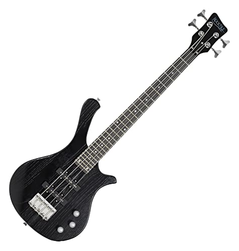 Rocktile TB-4 MBK Traveler Bajo Eléctrico - Bajo eléctrico de 4 cuerdas en formato de viaje - Cuerpo: Aliso, Mástil: Arce - Diapasón: Technical Ebony - 2 pastillas single coil - Negro mate