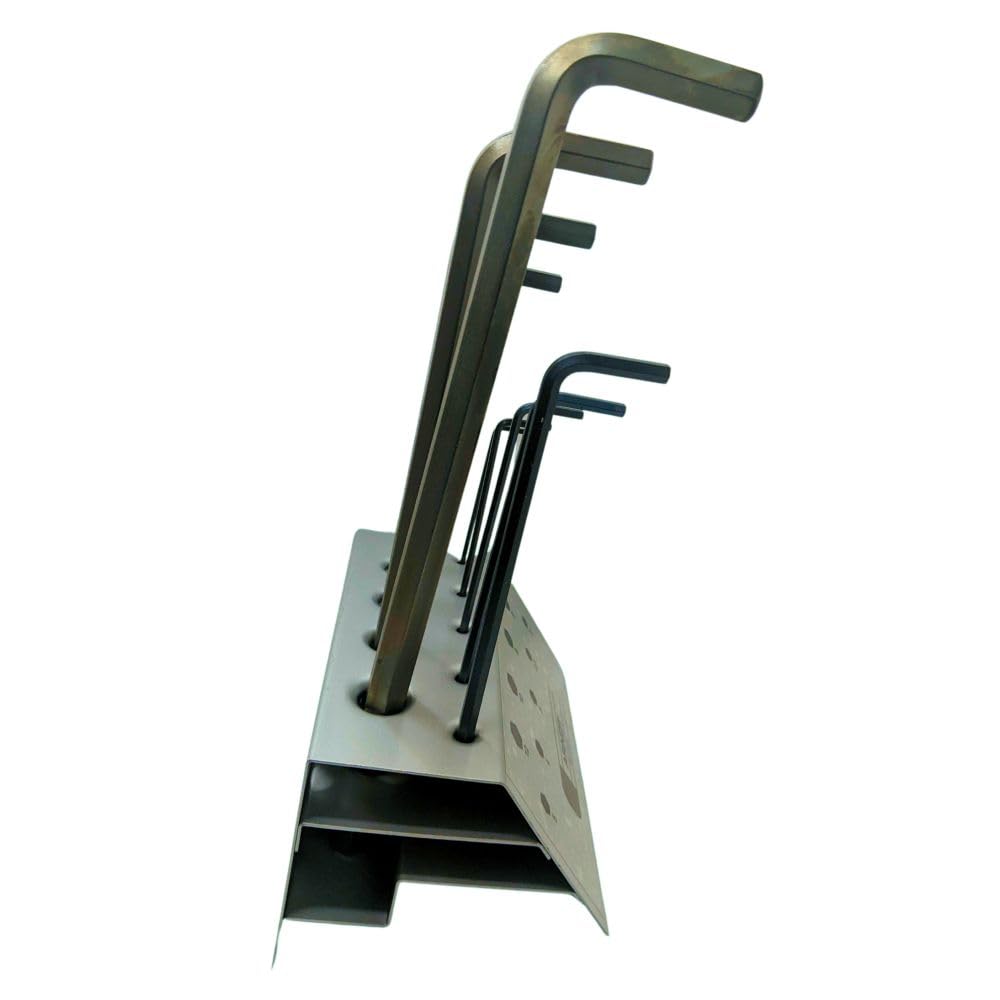 ARNDT Germany - Set di 9 chiavi a brugola lunghe metriche a brugola con supporto in metallo: 2, 2,5, 3, 4, 5, 6, 8, 10, 12 mm, in acciaio al cromo vanadio
