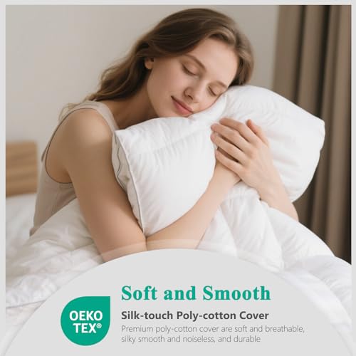 APSMILE Hotel Quality Feathers Down Fiber Comforter Oversized Queen Size, Fluffy Duvet Insert for All Season, Luxury Feather Duvet with 8 Corner Tabs (White,98"×98") by APSMILE - Image 4