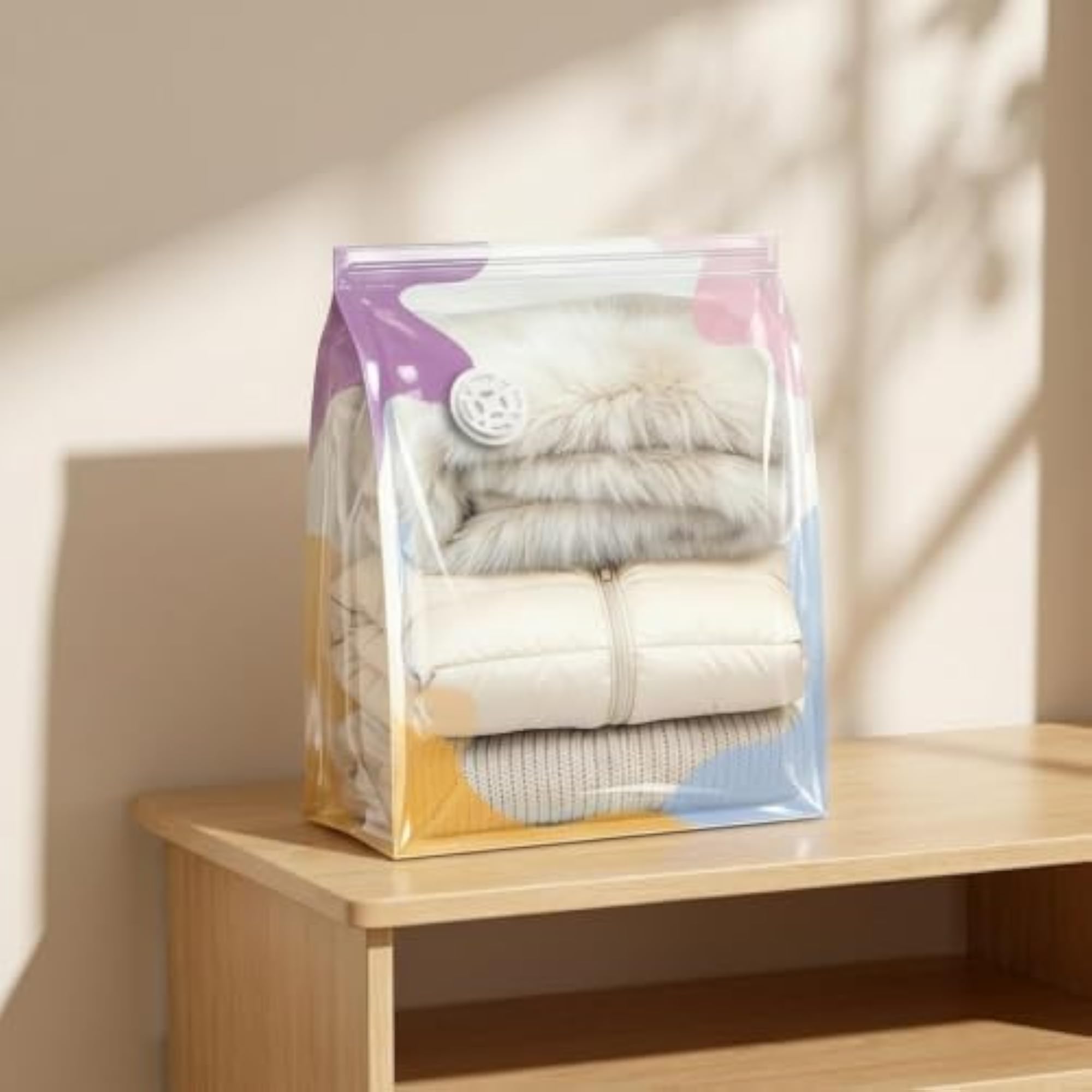 Travel Hand-Roll Vacuum Compression Bags for Clothes and Quilts, 2-Pack