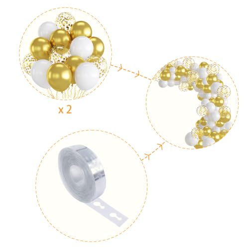Image of Gold and White Balloons, 70-Pack Gold Balloons for Birthday Wedding