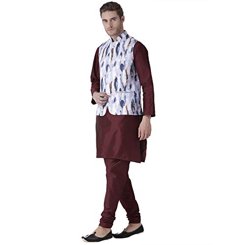 Image of hangup 3 Pc Kurta Pajama Set for Men (3PC 11AMaroon KPW)