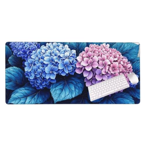 Tapis de Souris Gaming XXL Mousepad 900 x 500 mm Grand Tapis Souris, Hortensias fleursTapis Souris pour Clavier et Bureau avec Bords Surpiqués et Dos Antidérapant pour Gamer Personnel S-11981