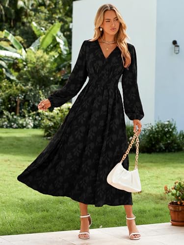 Simplee Womens Boho Floral Long Sleeve Maxi Dress Formal Wedding Guest Dresses Modest Church Dress...