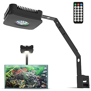 Lominie LED Aquarium Light, Full Spectrum Fish Tank Light, Clip on Freshwater Planted Light Adjustable Gooseneck for Freshwater Coral Fish Tanks, Dimmable Nano Refugium Tank Light Supports Remote Wifi