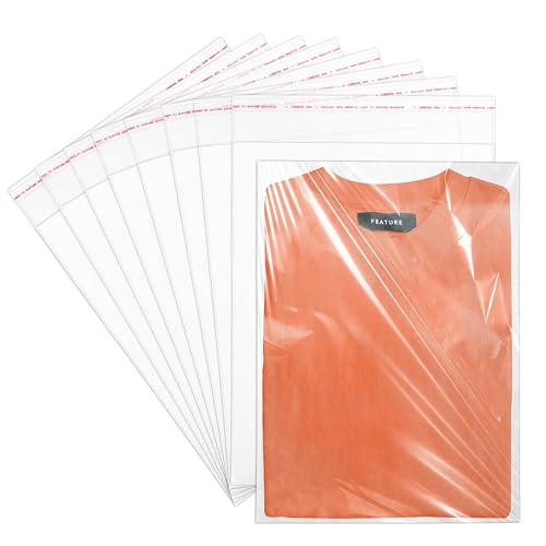 WIKDAY Self Sealing Cellophane Bags 120PCS 9X12 Inches Clear Plastic Shirt Packaging Bags with Seal Sealable for Gift Giving Packaging Products Party Favors Small Business
