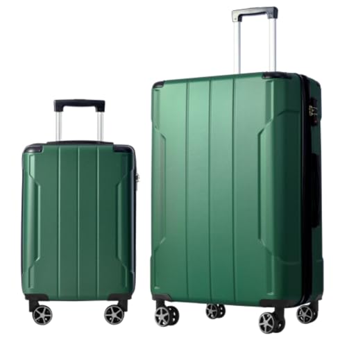 Luggage Set 2 Pieces, Suitcases, Hard Shell ABS, Lightweight Expandable (28 Inches Only) Dual Wheel Suitcase, Carry-on Luggage, Zipper Compartment, TSA Lock, Set of 2 (20/28), Green