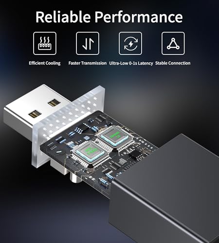 Wireless CarPlay Adapter for iPhone, 2025 Upgraded Wired to Wireless for Apple CarPlay, Mini USB Design Car Play Adapter, Plug and Play, Stable Connection with OEM Wired CarPlay Vehicles & iOS 10+