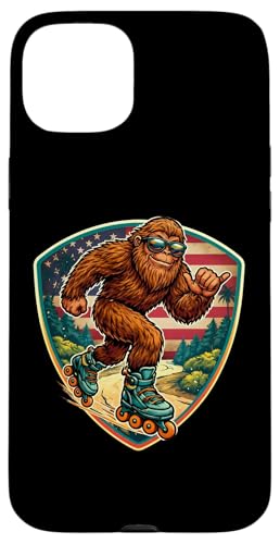 Sasquatch Rollerblading�r�b�O�t�b�g�V���J���[���[�u���[�h�A�����J�� �X�}�z�P�[�X iPhone 15 Plus �p