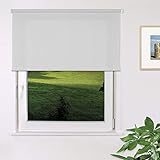 [page_title]-Fensterdecor Fertig Sichtschutz-Rollo, Tageslicht-Rollo mit praktischem Seitenzug für stufenloses Verstellen, Blickschutz-Rollo in Grau, lichtdurchlässig und Blickdicht, 140 x 180 cm