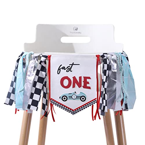 Fast One High Chair Banner - Race Car 1st Birthday Banner, Race Car Theme Birthday Decoration, Vintage RaceCar 1sBirthday Decor, Retro RaceCar First Bday Cake Smash Props by Agkvw - Used condition - US$12.97