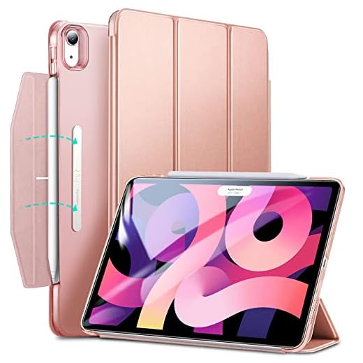 ESR Trifold fodral kompatibelt med iPad Air 4 2020 11,9 tum [trippelvikbart smart fodral] [stativfodral med lås] Ascend-serien, roséguld