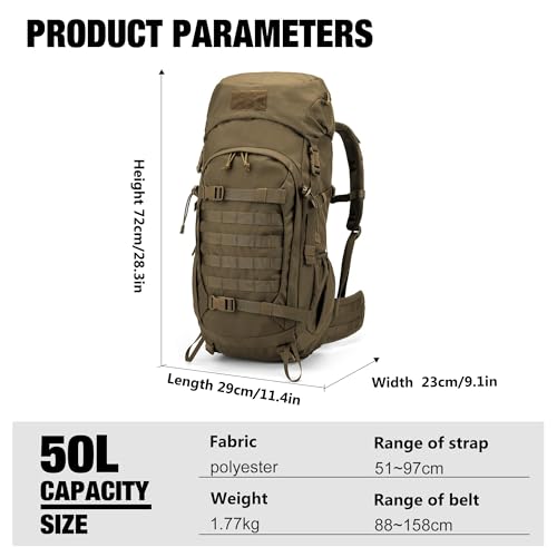 Mardingtop 50L Hiking Backpack,Backpacking Backpack with Rain Cover for Hiking,Backpacking,Rucking,Camping,Survival - Image 4