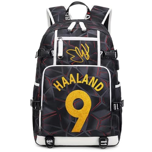 ELFJE Mochila multifuncional multifuncional para laptop mecânico a laser individual para jogador de futebol E-Haaland, Linha vermelha - 1, One Size