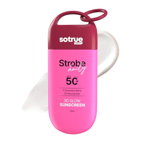 Image of Sotrue Daily Strobe Cream SPF 50 for Radiant Glowing Skin | Illuminating Face Moisturizer + Highlighter + Sunscreen | Hydrating Dewy Base with 3D Glow | All Skin Types