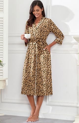 Image of PrinStory Womens Robe Long Knit Bathrobe Lightweight Soft Robes Ladies Bath Robe