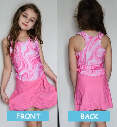 Girls Swimsuits 3 Piece Tankini Bathing Suit Set Cute Bikini Swimwear with Cover Ups Beach Skirt 5-16 Years