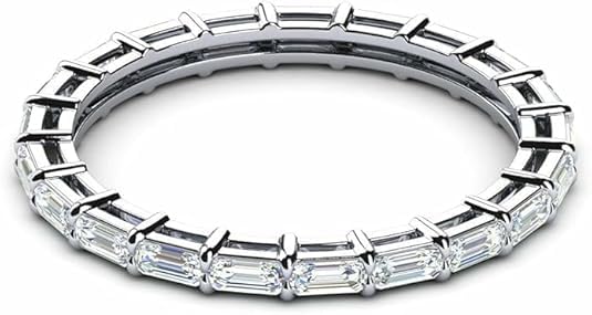 Lab Diamond Eternity Ring, 2.00 Carat Baguette Cut, 14K White Gold Wedding Band, Sterling Silver