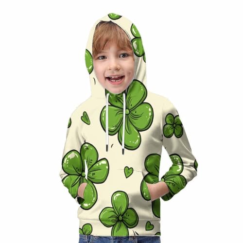 Sweat à capuche trèfle ado imprimé 3D pour style casual collège