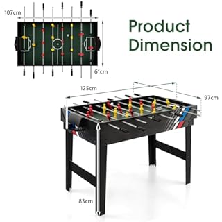 HOMASIS 4 en 1 Table Multi-Jeux avec Baby-Foot, Billard, Hockey et Ping-Pong, Table de Jeu en Bois pour Enfants et Adultes avec Accessoires, pour Maison Bar Bureau