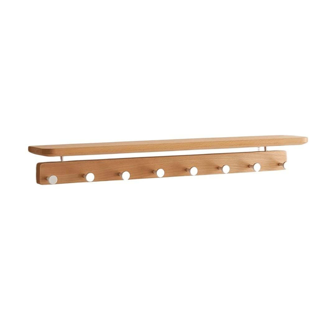 Holzgarderobe – Wandmontage, Eingangsaufbewahrung mit nicht perforierten Haken für Mäntel, Hüte und Taschen, einfache Installation (kein Bohren), langlebiger und stilvoller Heim-Organizer
