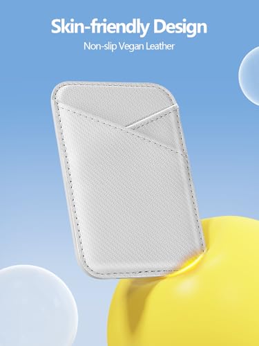 Image of Miroddi for MagSafe Wallet, Leather Magnetic Card Holder for iPhone 16 /15 /14 /13 /12 Series, 0.12 inch Invisible Ultra-Thin Magnetic Phone Wallet, 2 Independent Card Slot, RFID Blocking, Carbon Fiber White