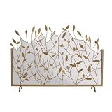 Kamin Funkenschutz aus Schmiedeeisen, Einzelpanel mit Zweig-Blatt-Design