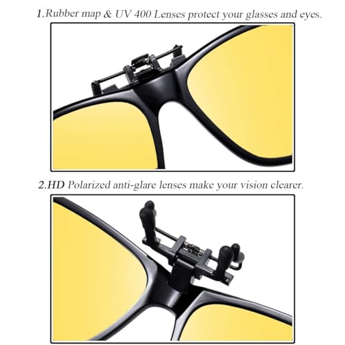 Image of Polarized Clip-on Sunglasses Anti-Glare UV Protection Driving Sun Glasses Over Prescription Glasses