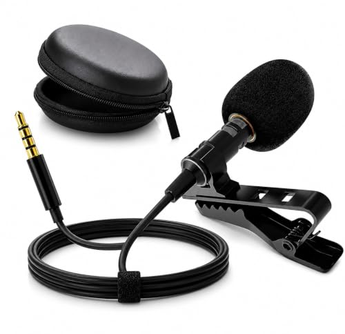 Image of CERLINK Clip-On Lavalier Microphone with Case | 3.5mm Collar Mic for Clear Voice Recording | Compatible with Smartphones, PC & Laptop | for YouTube, Vlogging & Interviews | 1.5M