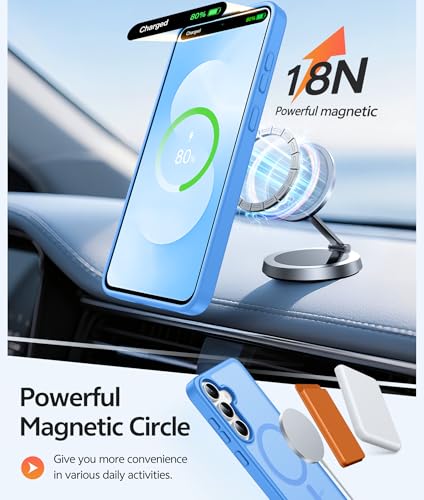 Image of FNTCASE for Samsung Galaxy S25 FE Case: Magnetic Translucent Matte Military Grade Drop Proof Protection Cell Phone Cover - Slim Rugged Durable Shockproof Protective S25Fe Cases (Ice Blue-6.7 inch)