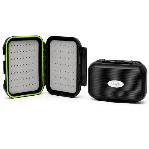 Ninnifly Waterproof Fly Box for Fly Fishing | Double-Sided Fly Fishing Box with Foam Insert | Compact fly fishing box for Dry Flies, Nymphs | Hard Shell Pocket Size Streamer Fly Box | Easy Grip Foam
