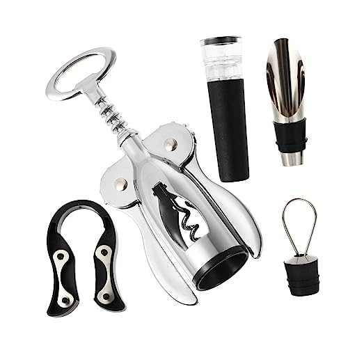 Holibanna 1 juego Sacacorchos Manual de Vino Inoxidable Juego Corta Tapón de Vacío y Vertedor Abrebotellas para Hogar Fiestas y Restaurantes