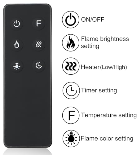 M.C.Haus Electric Fireplace Touch Screen Glass Panel Colorful Flame Insert Wall Mounted Heater Remote Control with Crystal&Log Set,900/1800W - Image 8