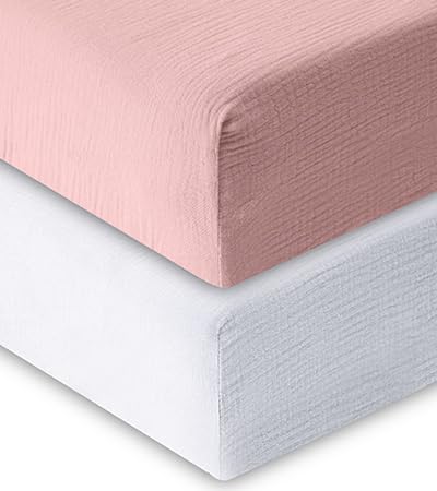 Lot de 4 draps en mousseline extra doux pour matelas de berceau standard et matelas de lit d'enfant (132,1 x 71,1 cm), 100 % coton neutre et respirant