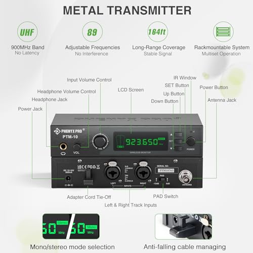 Phenyx Pro PTM10 Uhf Stereo Wireless In Ear Monitor System thumb #1