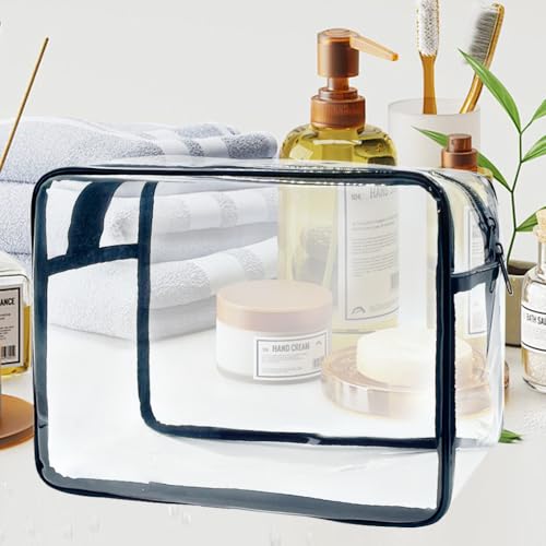 Clear Toiletry Bag, PVC Makeup Bag for Women, Spacious Clear Cosmetic & Toiletry Pouch，Large Transparent Makeup Pouch for Travel (Clear)4
