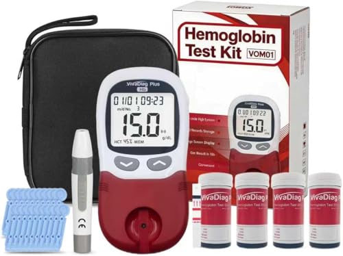 Hemoglobin Test Kit with 100 Hemoglobin Test Strips Hemoglobin Test Kits for Home Use Home Hemoglobin Test Meter Easy to Use