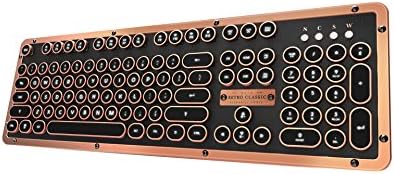 Azio Retro Classic Bluetooth Artisan - Luxury Vintage Backlit Mechanical Keyboard, Black/Copper (MK-RETRO-L-BT-03-US)