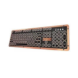 Azio Retro Classic Bluetooth 5.0 (Artisan) – Wireless/USB Wired Vintage Backlit Leather Mechanical Keyboard for PC/Mac (MK-RETRO-L-03B-US)