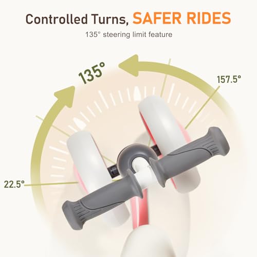 Colorful Lighting Baby Balance Bike, 1st Birthday Girl Gifts with 4 Silent Wheels & Soft Seat, Balance Bike 1 Year Old No Pedal, 12-24 Months Toddler Ride-on Toys, Kids Walker for Girls, Baby Pink