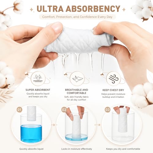 Image of Toulite 6 Pcs Cotton Bra Liners Boob Sweat Pads 3 Layer Rectangle Under Bra Pads Sweat Liners for Women Sweating Supplies