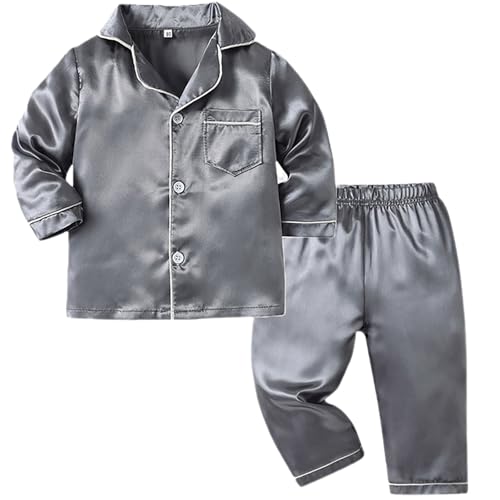 Satin Silk 𝐏ajamas Sets For Children Baby Boys Girls Long Sleeve Pants Comfy 𝗦leepwear Outfits Fall Winter