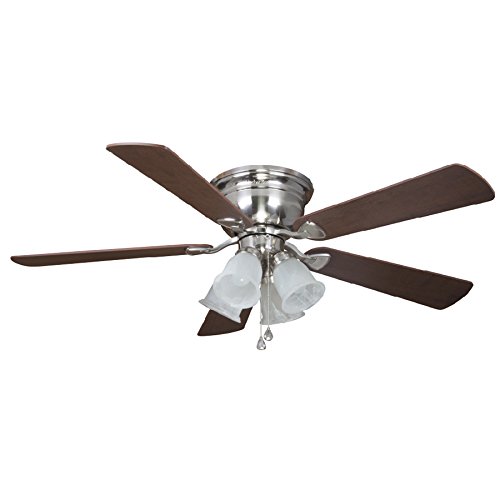 Harbor Breeze Centerville 52-in Brushed Nickel Flush Mount Indoor Ceiling Fan with Light Kit