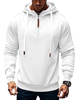 FEATURES:White Hoodie Men breaks away from the traditional pullover style, it enables quick on and off, while adding a sense of layering, easily enhancing the fashion of the collocation. WARMTH: Large hood and adjustable drawstring keep wind out and ...