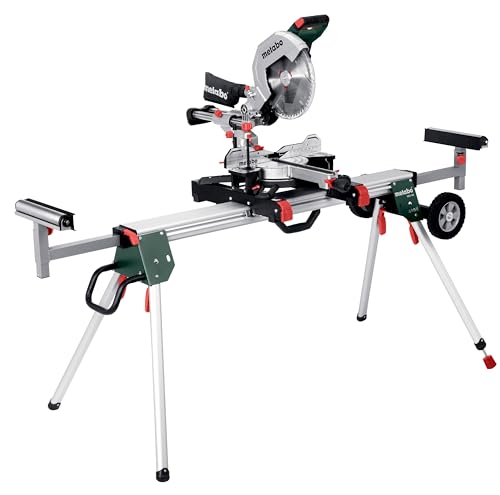 metabo Kappsäge KGS 305 M - 2000 W 305 mm Schnittbreite 110 mm Schnitttiefe - LED-Laserschnittführung beidseitige Neigung präzise und leistungsstark - Inkl. Maschinenständer KSU 401 und Zubehör