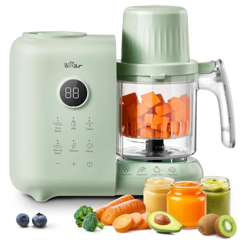 Comparison: Best Blender To Puree Food For Elderly 9 Bear Baby Food Maker with Two Layer Steam Baskets, Multifunction Baby Food Processor Steamer Puree Blender, Baby Food Mill with Bottle Warming Sterili-zing Auto Cleaning Function, BPA-Free