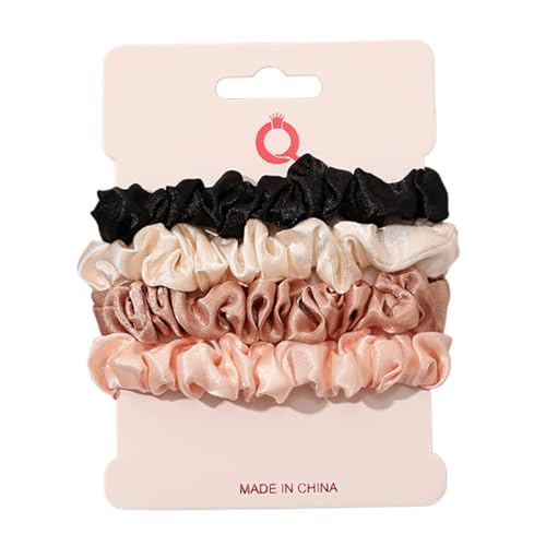 シルクヘアゴム 4本セット 髪留め シルクヘアタイ 100%シルク ヘアゴム おしゃれ シュシュ 女性 レーディスプレゼント 大人可愛い まとめ髪 (カラフル B)