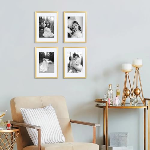Image of upsimples A3 Picture Frame, Display Pictures 8.3x11.7 with Mat or 11.7 x 16.5 Without, Wall Hanging Poster Frames, Gold, 1 Pack