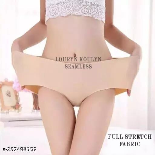 Image of No-Show Women's Panties:Women's (Multicolor) Seamless Hipster Ice Silk Panty Mid-Waist Laser Cut Underwear Seamless Panties