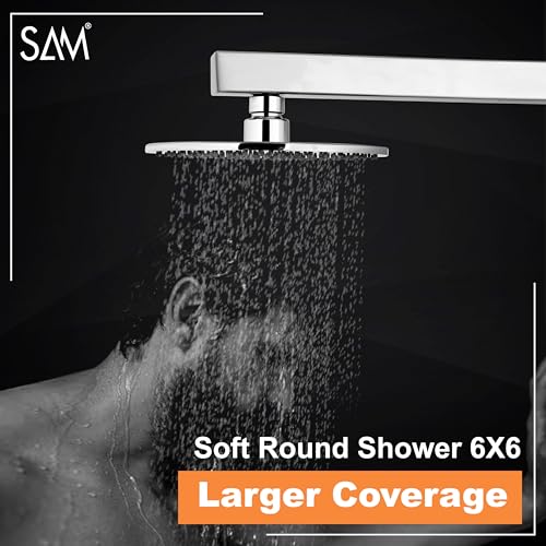 Image of SAM Shower Slim High Pressure Rainfall Showerhead Without Arm for bathroom (Collar Square, 4 * 4)